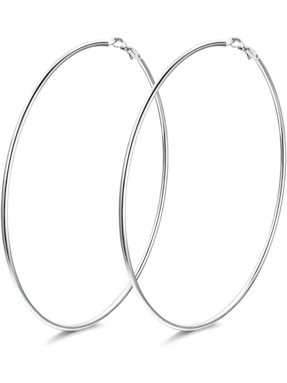 Extra Large 100MM Thin Silver Hoop Earrings for Women - Stylish Jewelry